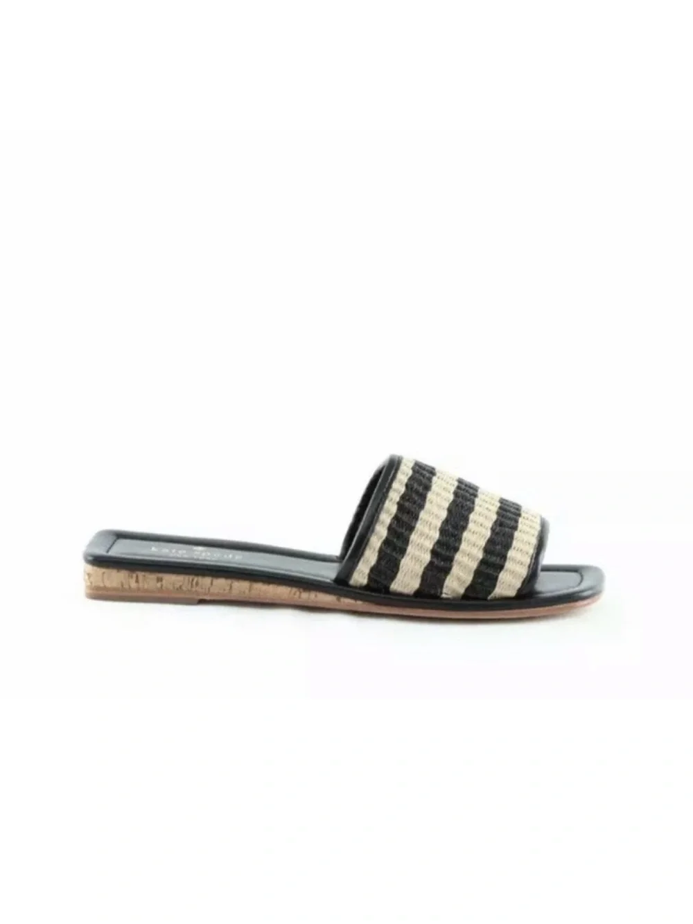 NWOT Kate Spade New York ‘Juiliane’ Raffia Slide Sandals in Black Stripe Sz 5.5
